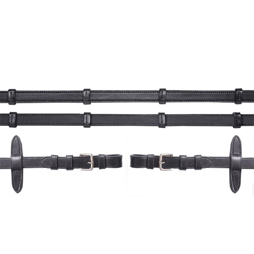 Schockemohle Half Rubber Reins With Stops - Reins - Kingdom Equestrian