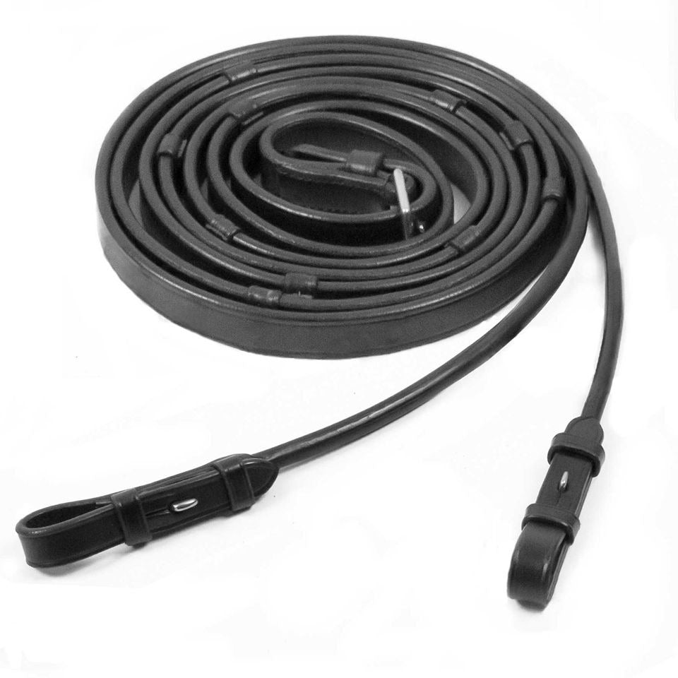 Schockemohle Leather Rolled Reins With Stops - Reins - Kingdom Equestrian