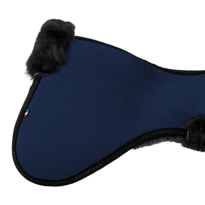 Acavallo Memory Foam Sheepskin Classic Full Half Pad - Blue / Black