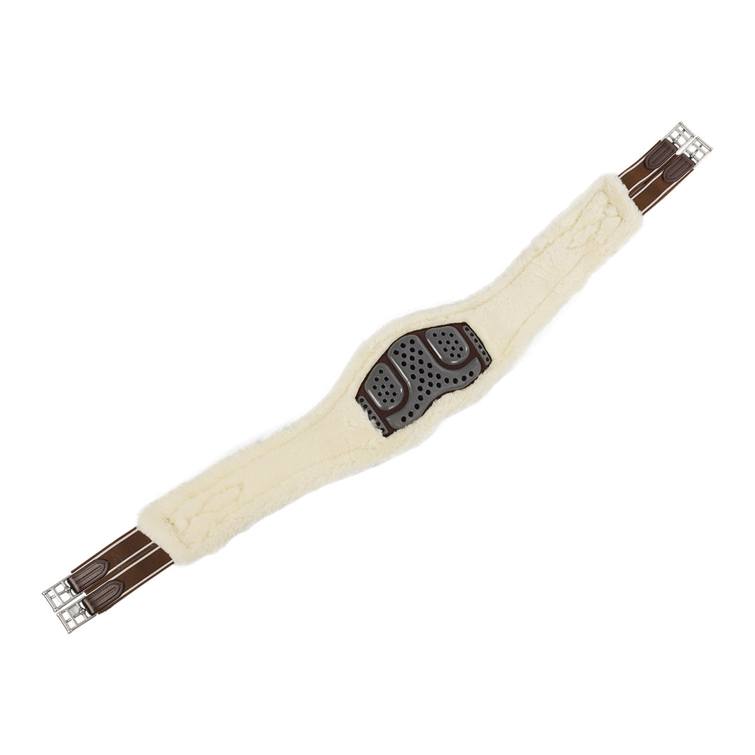 Acavallo Jumping Girth Classic Gel Faux Sheepskin - Dark Brown