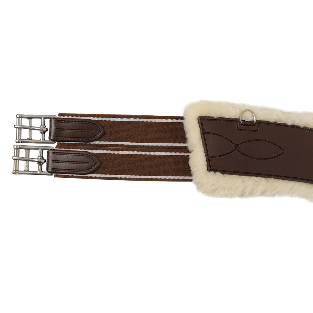 Acavallo Jumping Stud Guard Girth Classic Gel Faux Sheepskin - Dark Brown