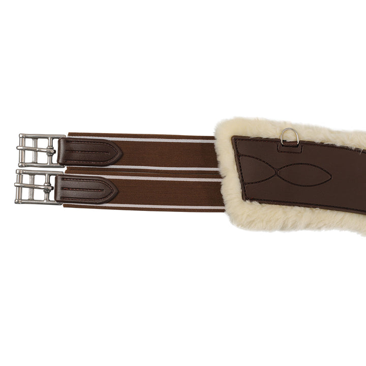 Acavallo Jumping Stud Guard Girth Classic Gel Faux Sheepskin - Dark Brown