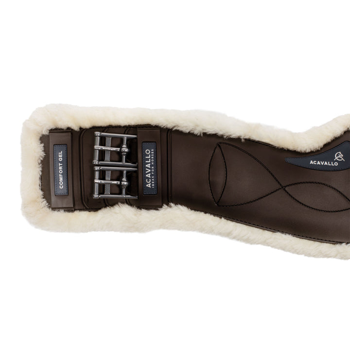 Acavallo Dressage Girth Classic Gel Sheepskin - Dark Brown