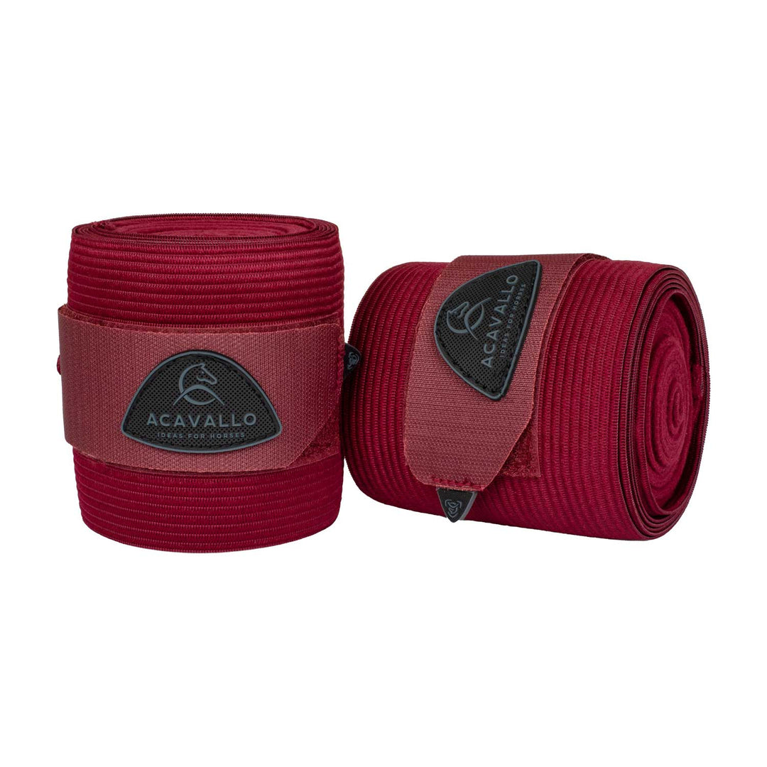 Acavallo Elasticated Exercise Bandages Fleece - Burgundy