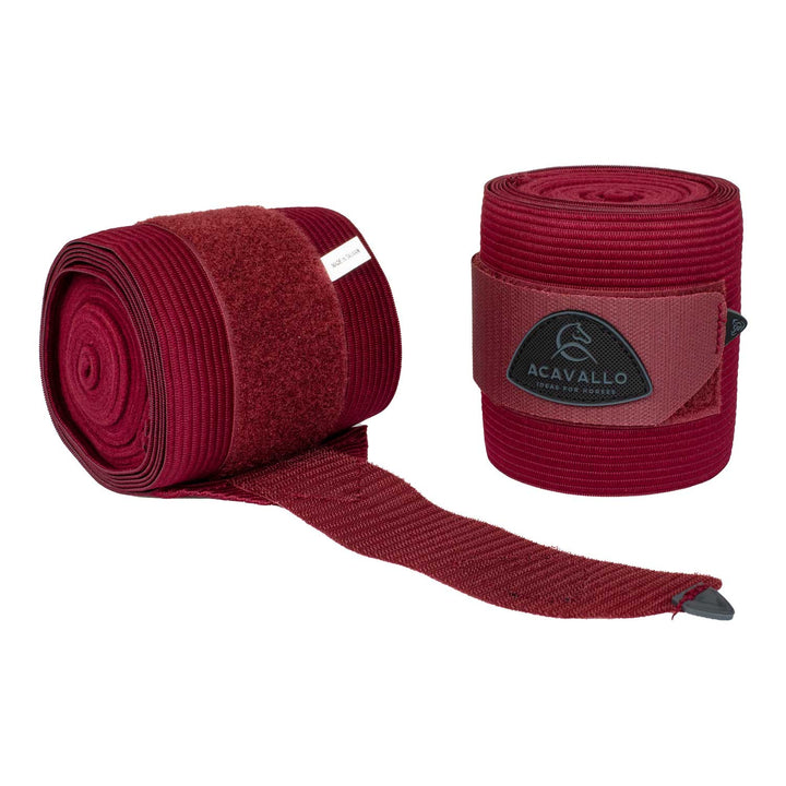 Acavallo Elasticated Exercise Bandages Fleece - Burgundy