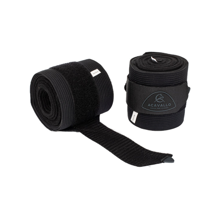 Acavallo Elasticated Exercise Bandages Fleece - Black