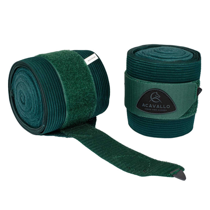 Acavallo Elasticated Exercise Bandages Fleece - Hunter Green