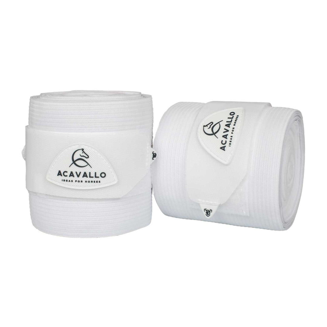 Acavallo Elasticated Exercise Bandages Fleece - White