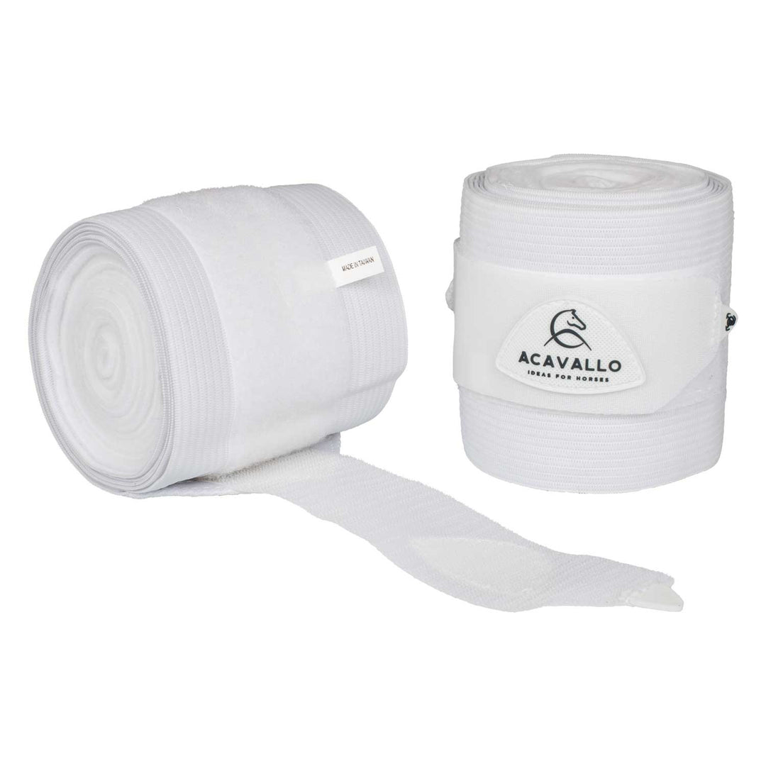 Acavallo Elasticated Exercise Bandages Fleece - White
