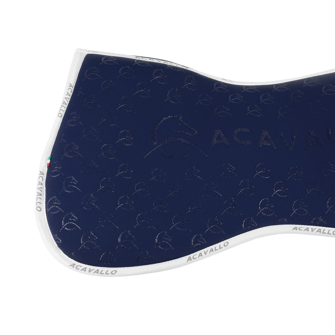 Acavallo Memory Foam Classic Bamboo Silicone Grip Half Pad - Deep Blue/White