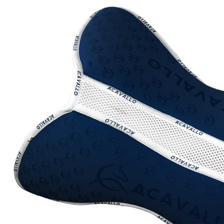Acavallo Memory Foam Withers Free 3D Spacer Silicone Grip Half Pad - Deep Blue/White