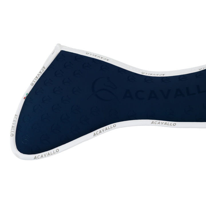 Acavallo Memory Foam Withers Free 3D Spacer Silicone Grip Half Pad - Deep Blue/White