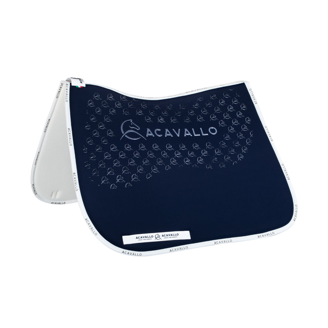 Acavallo Saddle Pad Dressage Classic Silicone Grip - Deep Blue/White