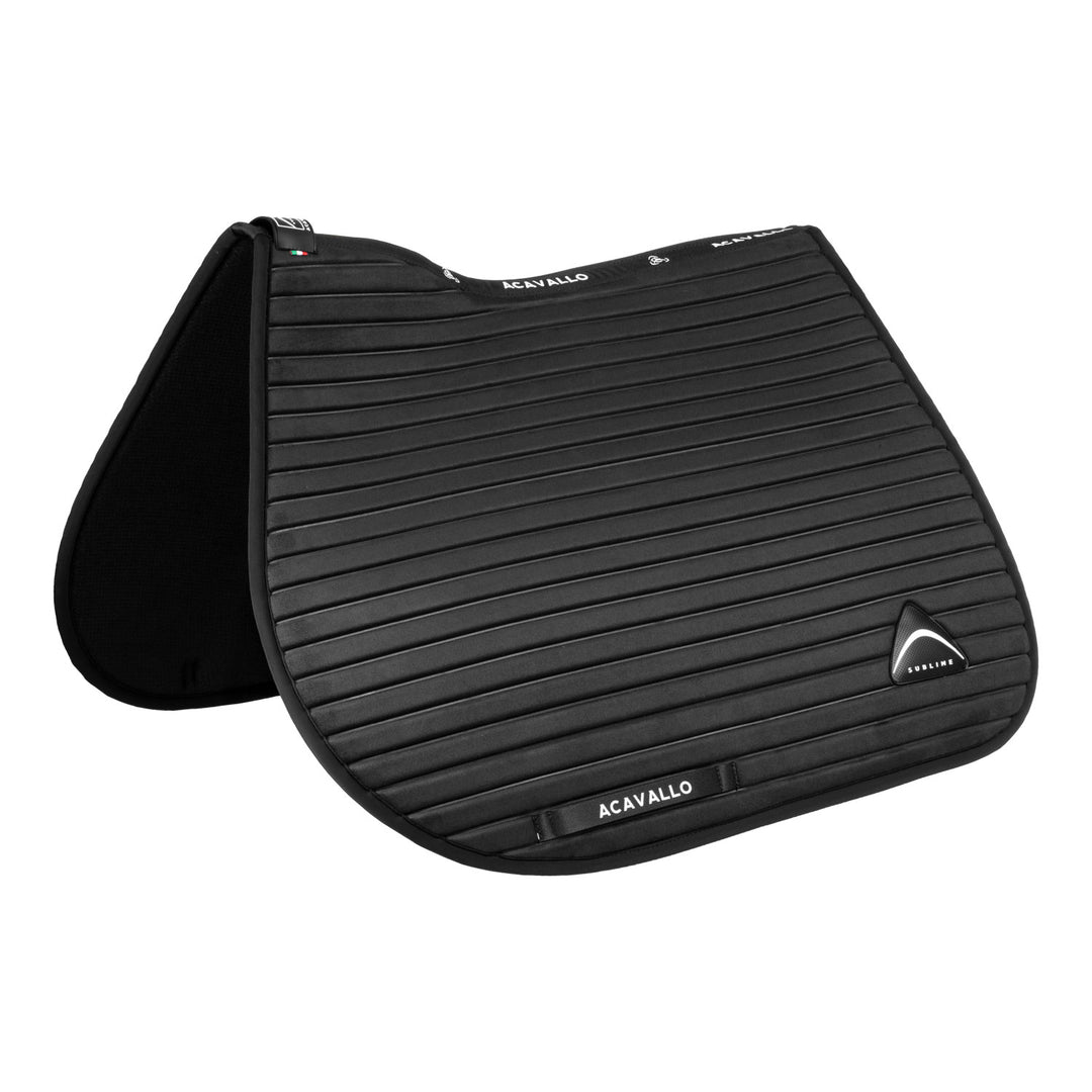Acavallo Sublime Striped Saddle Pad in Technical Fabric - Black