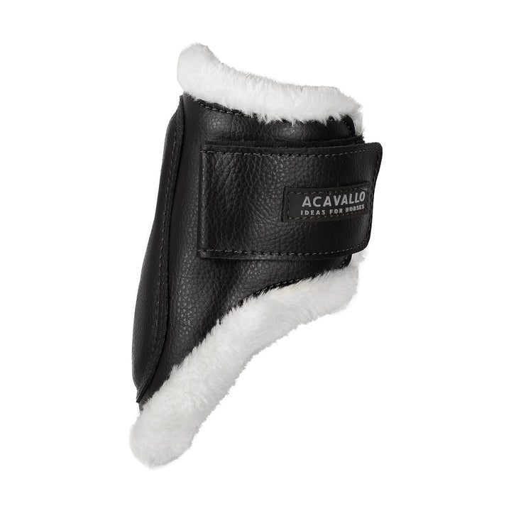 Acavallo Jumping Fetlock Boots Faux Sheepskin &amp; Hook-And-Loop Closure - Black