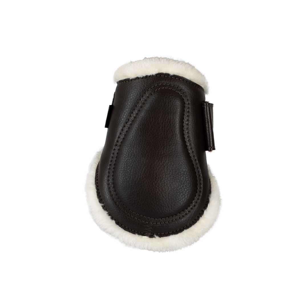 Acavallo Jumping Fetlock Boots Faux Sheepskin &amp; Hook-And-Loop Closure - Brown