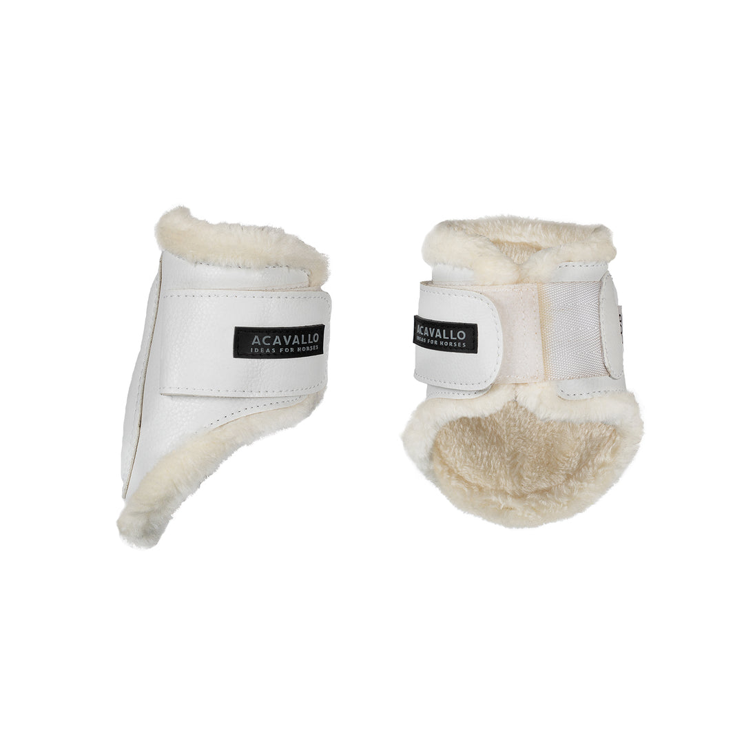 Acavallo Jumping Fetlock Boots Faux Sheepskin &amp; Hook-And-Loop Closure - White