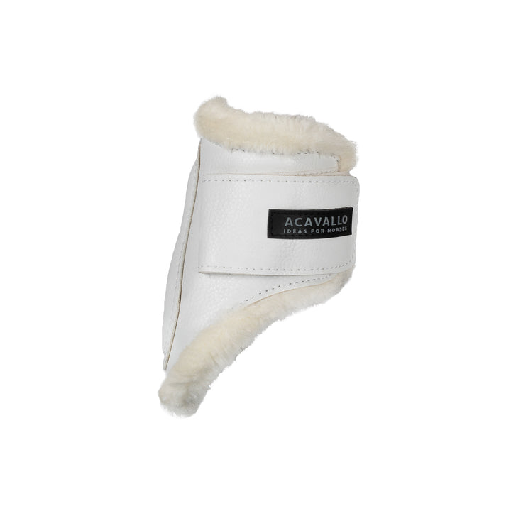 Acavallo Jumping Fetlock Boots Faux Sheepskin &amp; Hook-And-Loop Closure - White