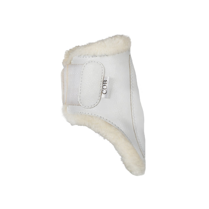 Acavallo Jumping Fetlock Boots Faux Sheepskin &amp; Hook-And-Loop Closure - White