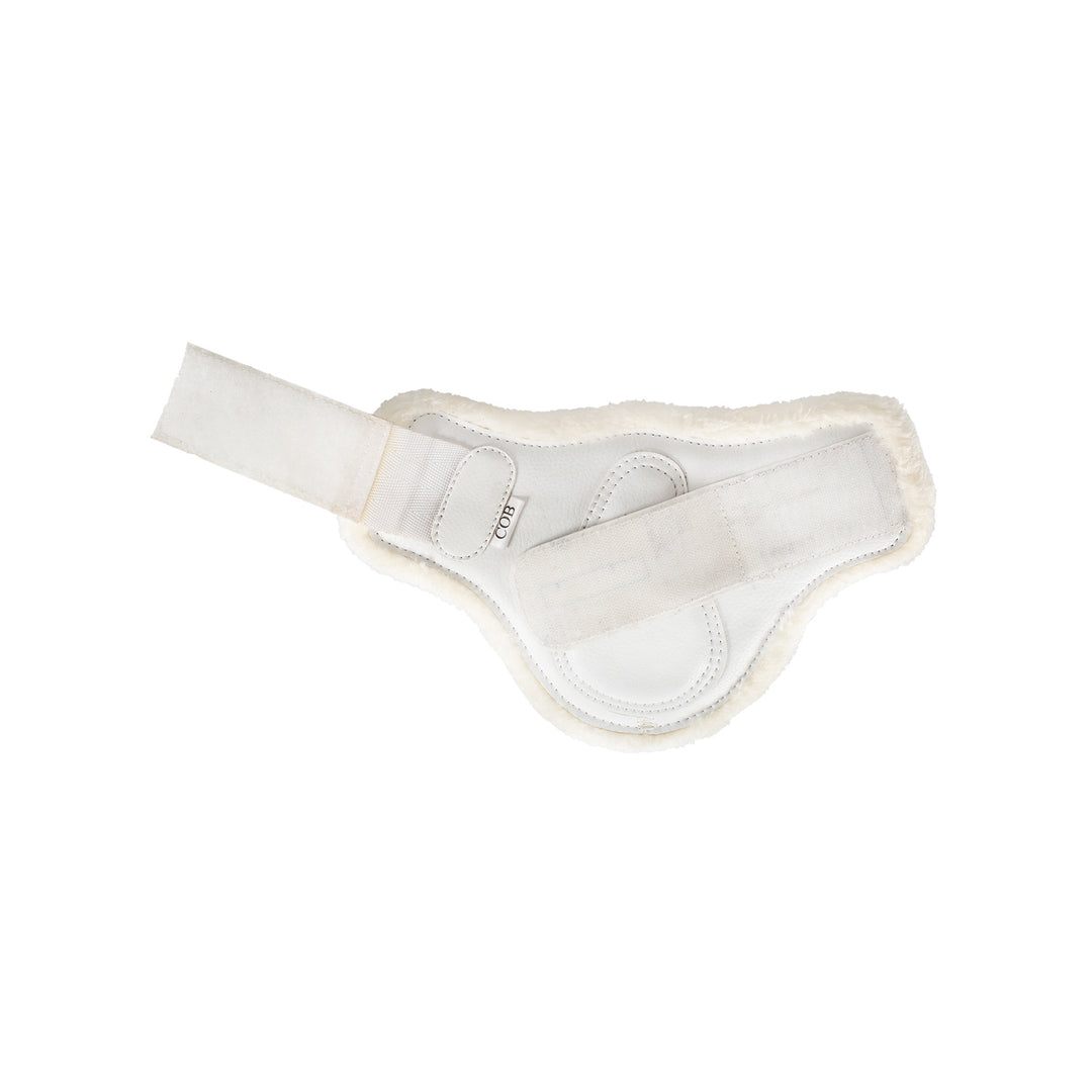 Acavallo Jumping Fetlock Boots Faux Sheepskin &amp; Hook-And-Loop Closure - White