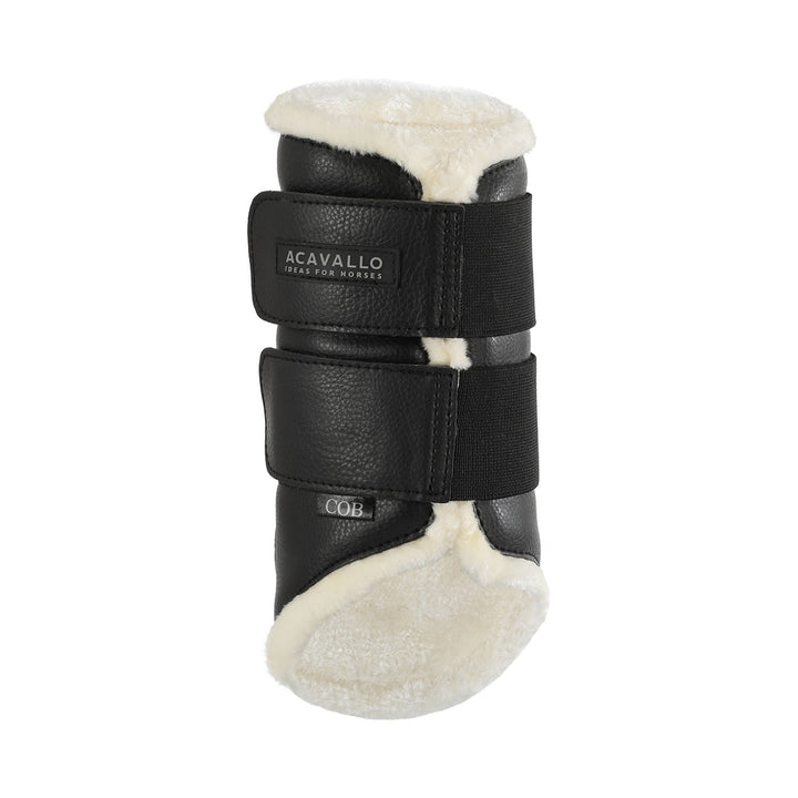 Acavallo Front Brushing Boots Faux Sheepskin &amp; Hook-And-Loop Closure - Black