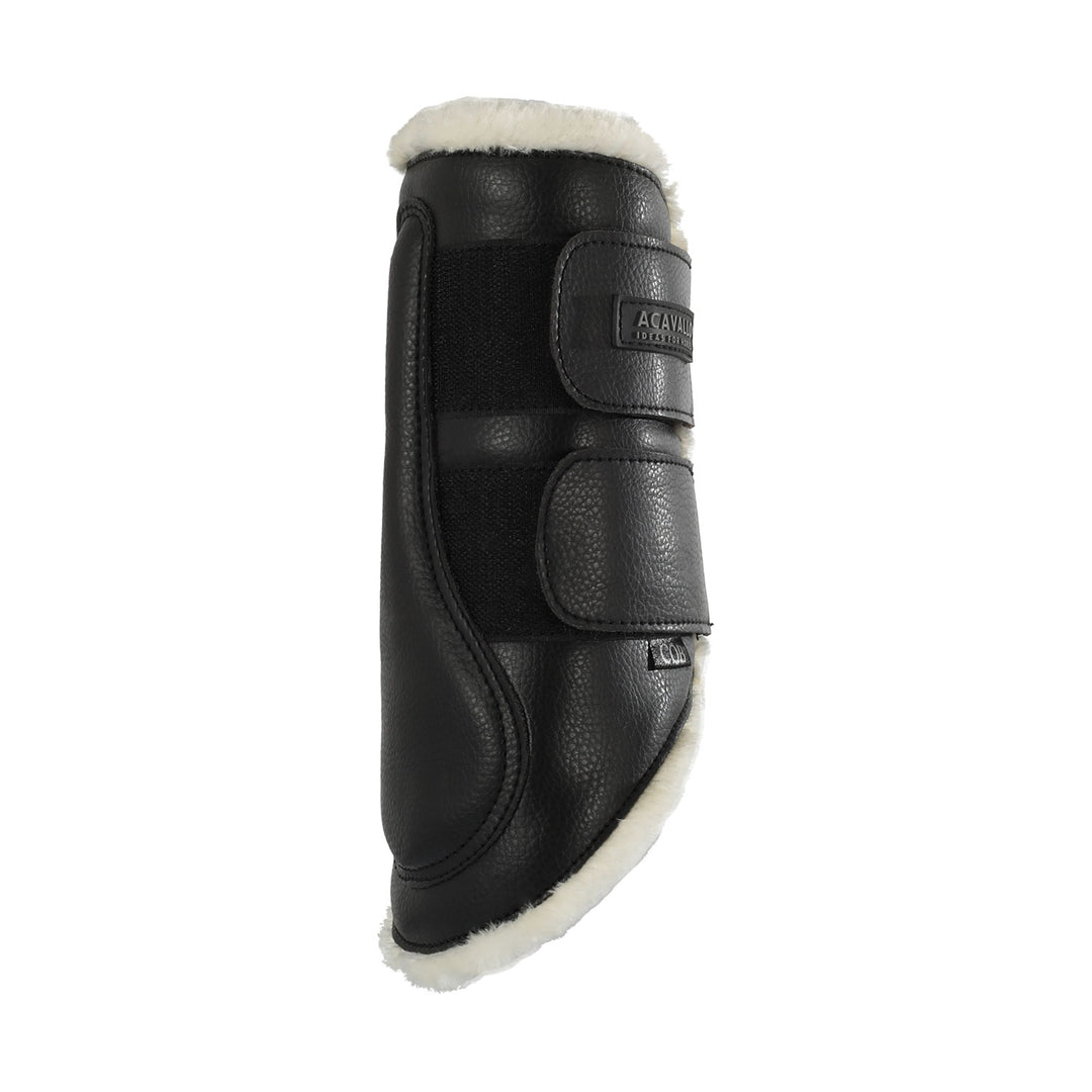 Acavallo Front Brushing Boots Faux Sheepskin &amp; Hook-And-Loop Closure - Black