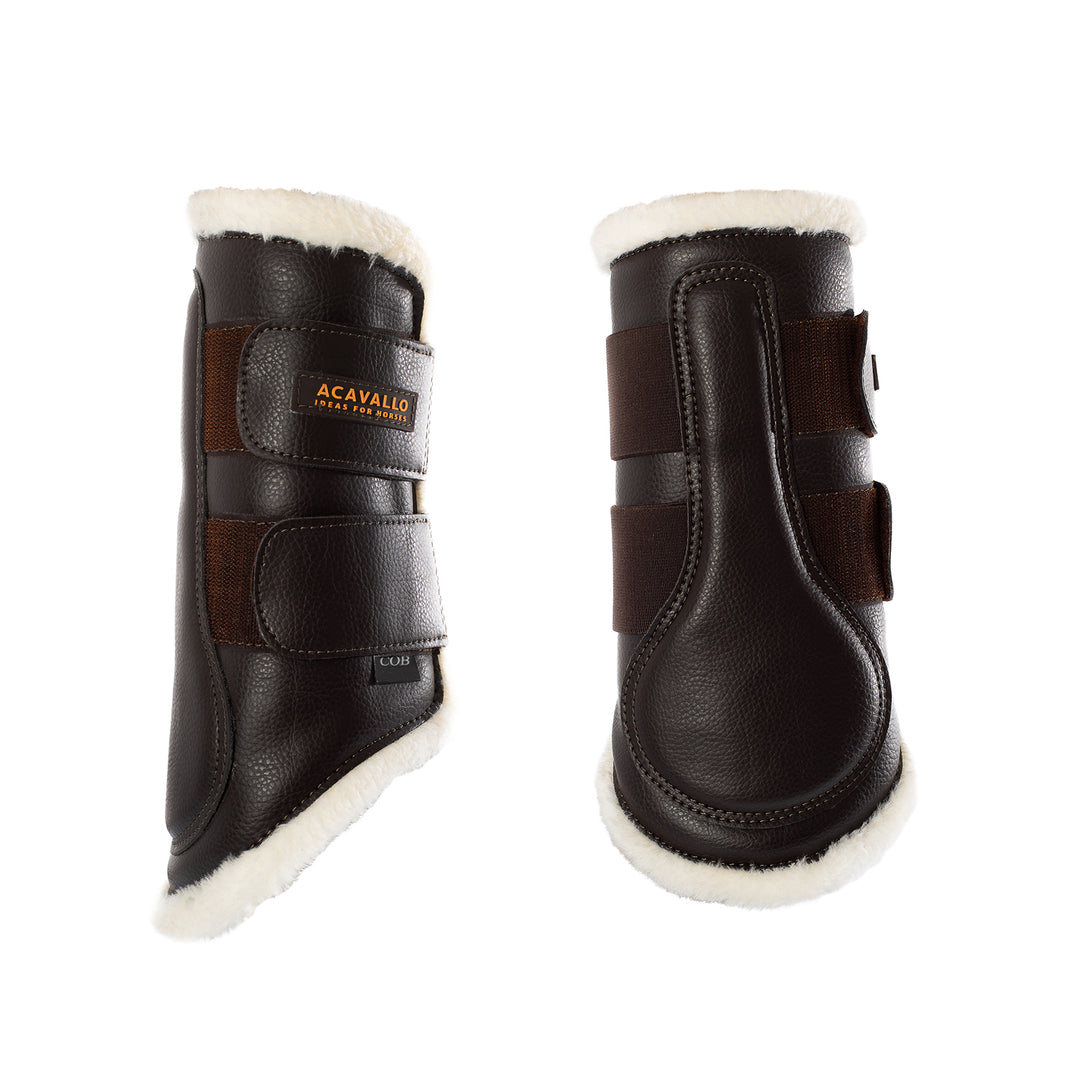 Acavallo Front Brushing Boots Faux Sheepskin &amp; Hook-And-Loop Closure - Brown