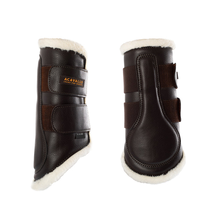 Acavallo Front Brushing Boots Faux Sheepskin &amp; Hook-And-Loop Closure - Brown