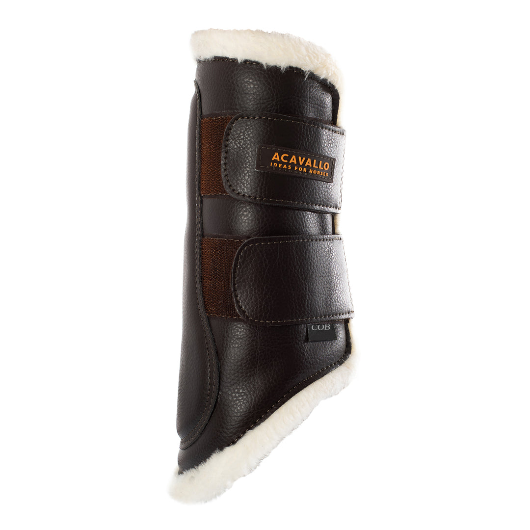 Acavallo Front Brushing Boots Faux Sheepskin &amp; Hook-And-Loop Closure - Brown