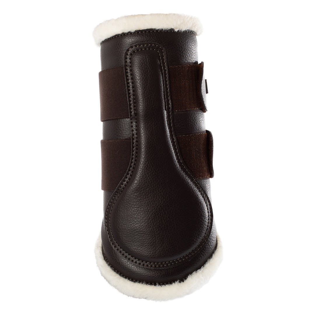 Acavallo Front Brushing Boots Faux Sheepskin &amp; Hook-And-Loop Closure - Brown