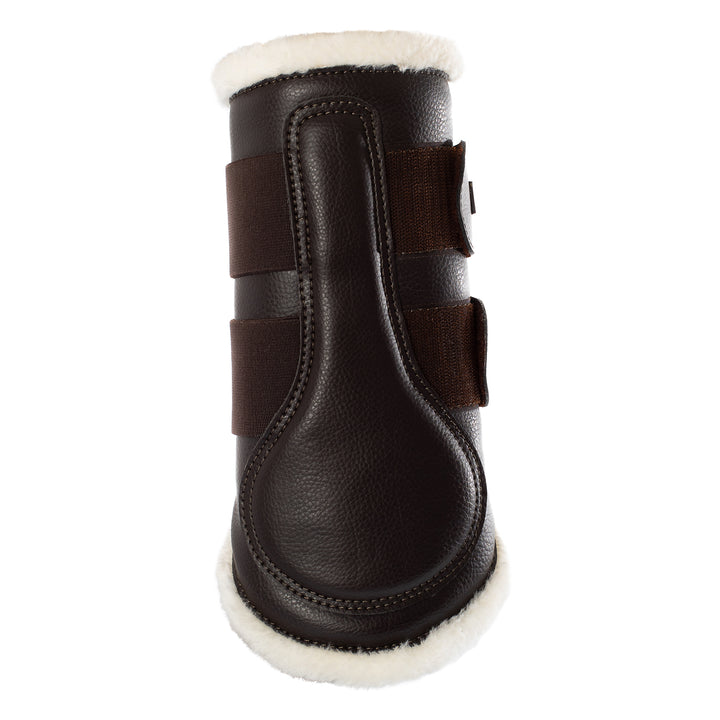 Acavallo Front Brushing Boots Faux Sheepskin &amp; Hook-And-Loop Closure - Brown