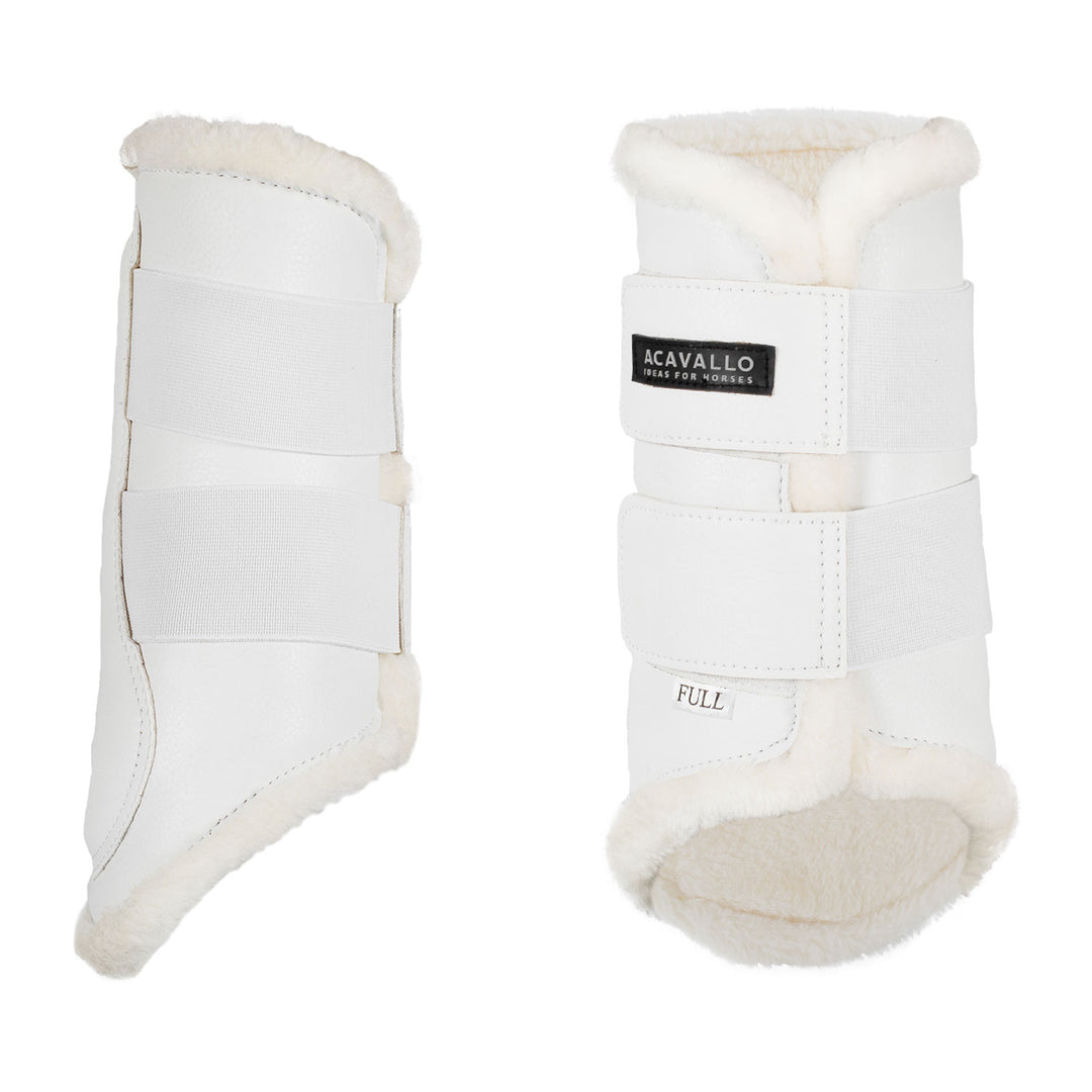 Acavallo Front Brushing Boots Faux Sheepskin &amp; Hook-And-Loop Closure - White