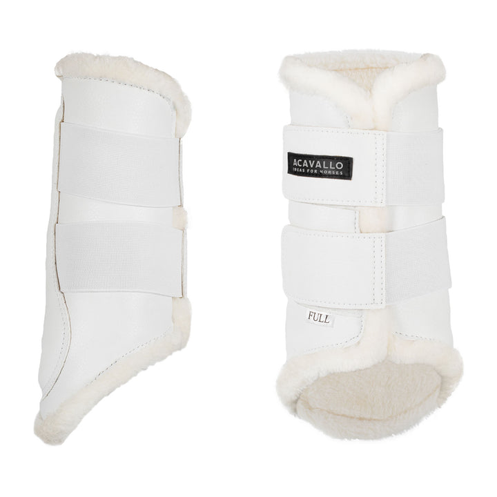 Acavallo Front Brushing Boots Faux Sheepskin &amp; Hook-And-Loop Closure - White