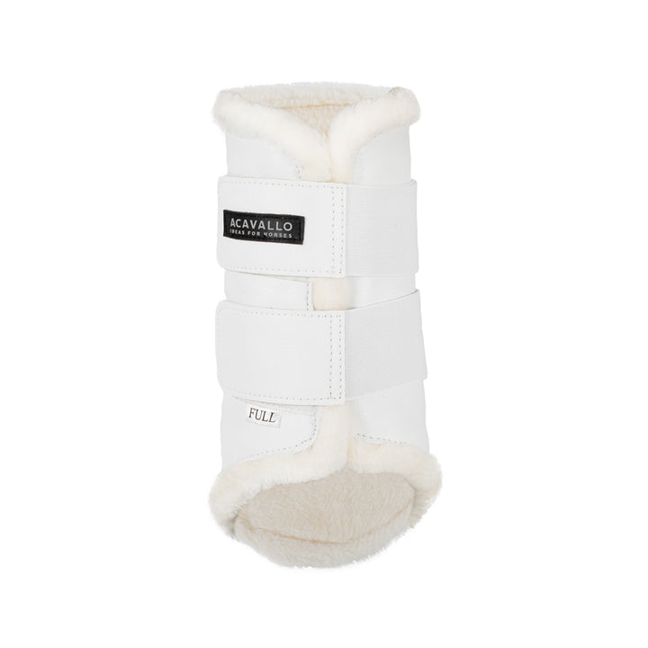 Acavallo Front Brushing Boots Faux Sheepskin &amp; Hook-And-Loop Closure - White