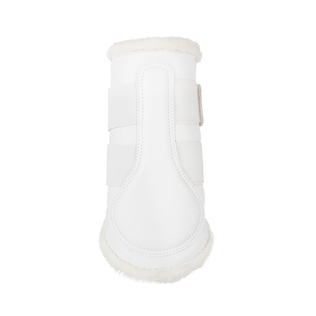 Acavallo Front Brushing Boots Faux Sheepskin &amp; Hook-And-Loop Closure - White