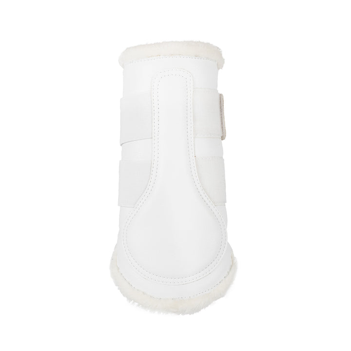 Acavallo Front Brushing Boots Faux Sheepskin &amp; Hook-And-Loop Closure - White