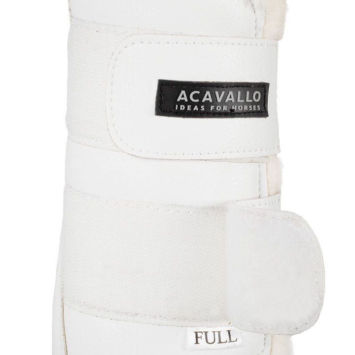 Acavallo Front Brushing Boots Faux Sheepskin &amp; Hook-And-Loop Closure - White