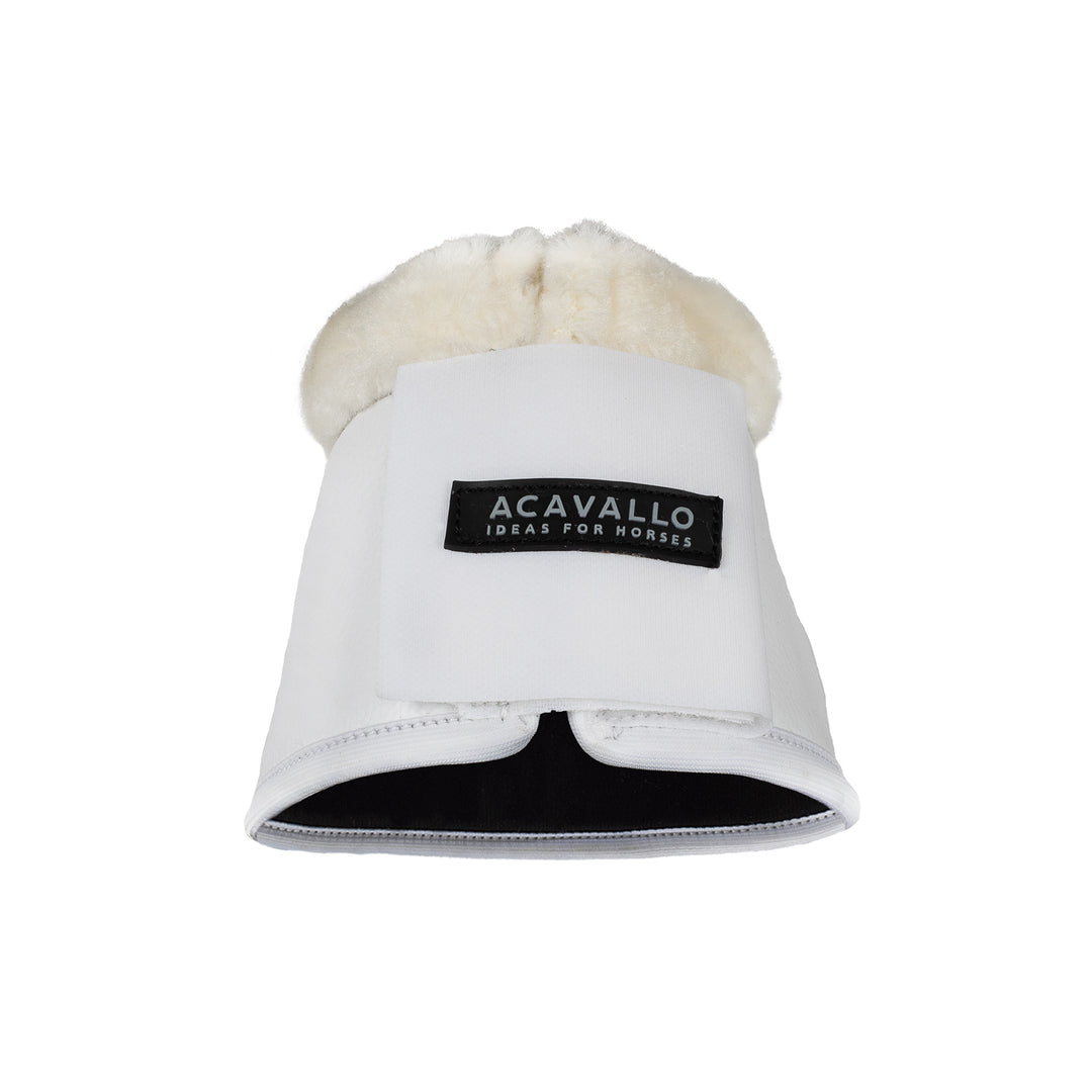 Acavallo Eco-Leather Bell Boots Faux Sheepskin &amp; Hook-And-Loop Closure - White
