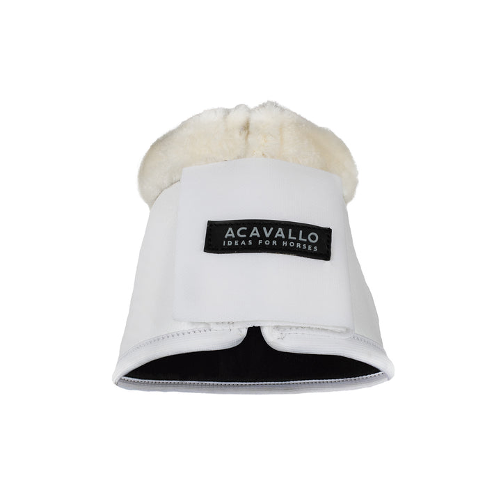 Acavallo Eco-Leather Bell Boots Faux Sheepskin &amp; Hook-And-Loop Closure - White