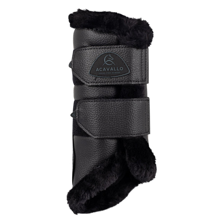 Acavallo Front Brushing Boots Eco-Leather &amp; Faux Sheepskin - Black