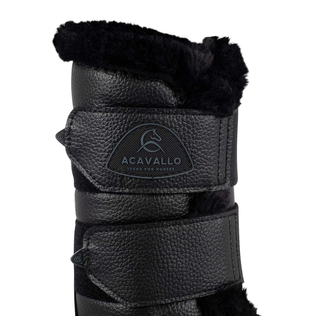 Acavallo Front Brushing Boots Eco-Leather &amp; Faux Sheepskin - Black