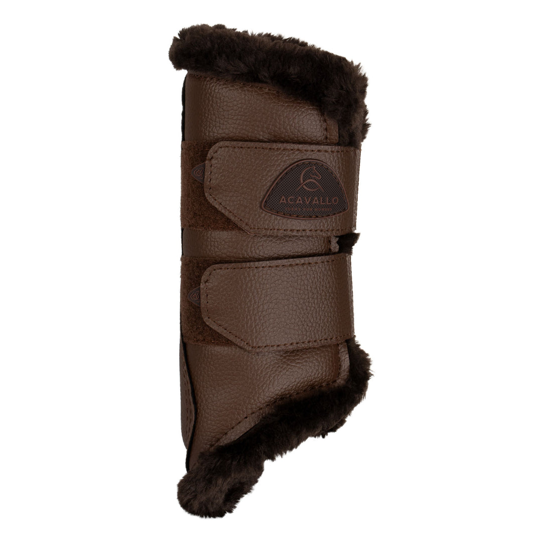Acavallo Front Brushing Boots Eco-Leather &amp; Faux Sheepskin - Dark Brown