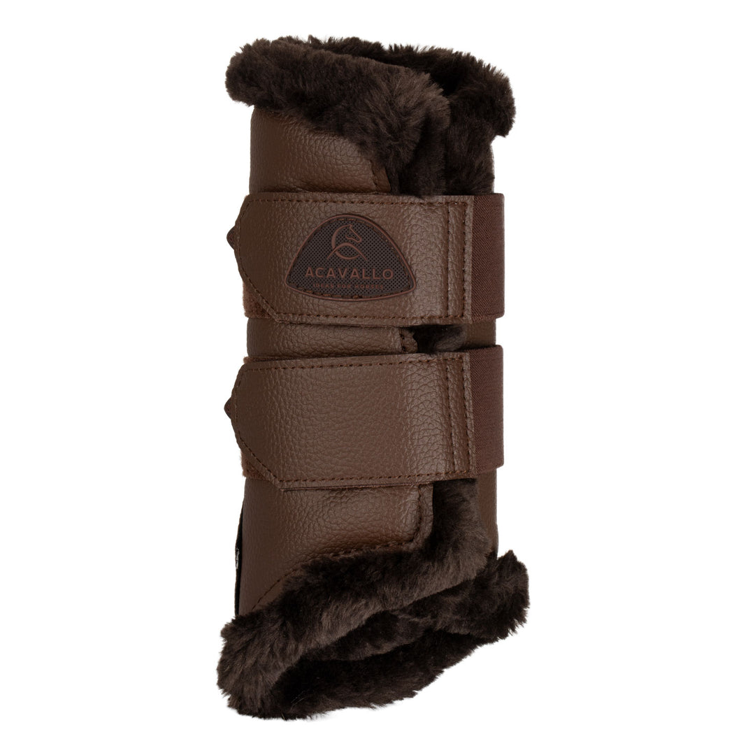 Acavallo Front Brushing Boots Eco-Leather &amp; Faux Sheepskin - Dark Brown
