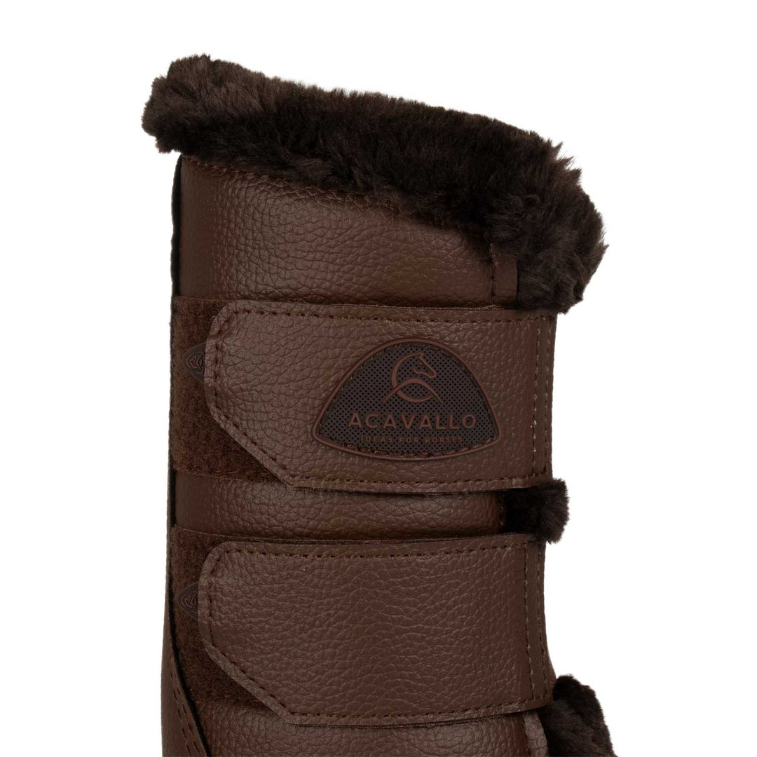 Acavallo Front Brushing Boots Eco-Leather &amp; Faux Sheepskin - Dark Brown