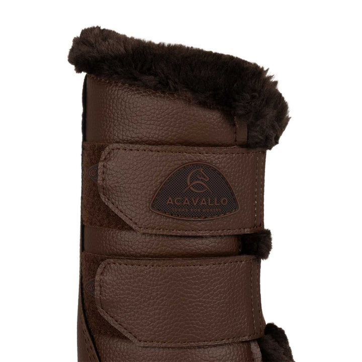 Acavallo Front Brushing Boots Eco-Leather &amp; Faux Sheepskin - Dark Brown