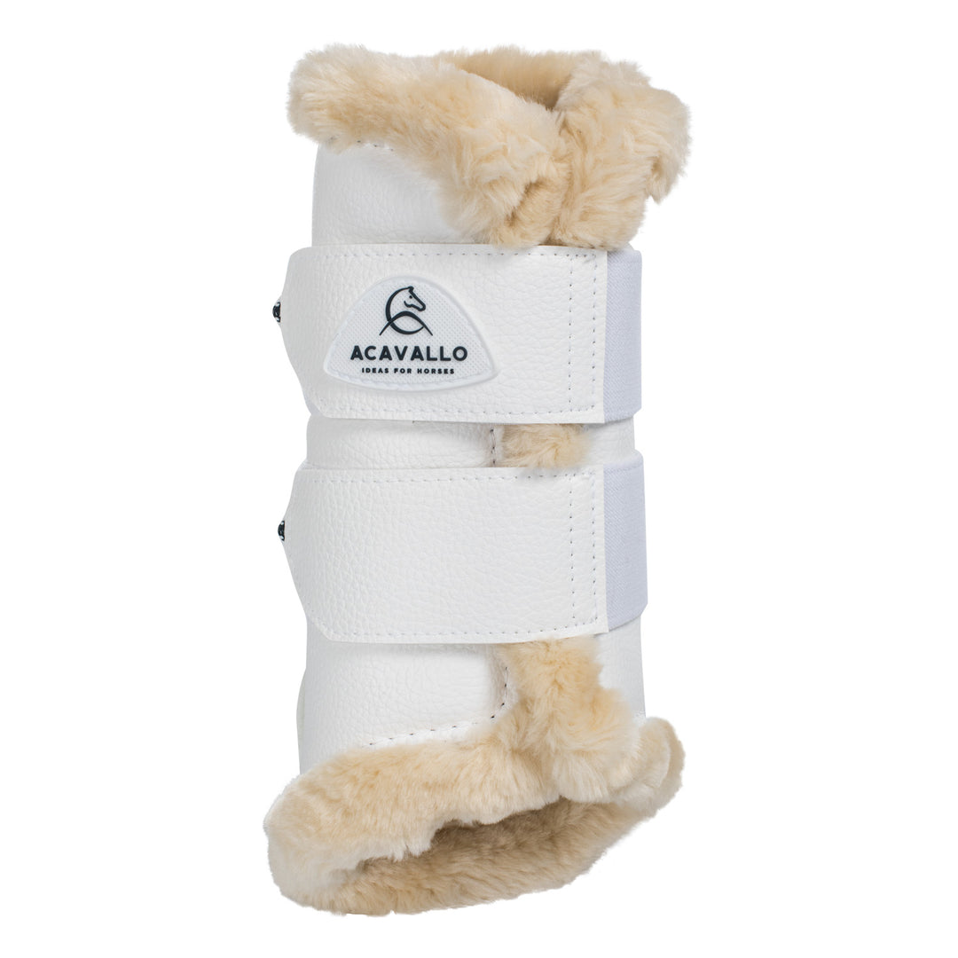 Acavallo Front Brushing Boots Eco-Leather &amp; Faux Sheepskin - White