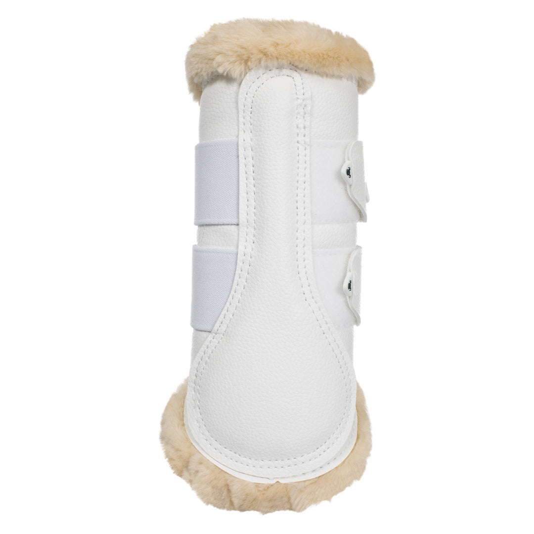 Acavallo Front Brushing Boots Eco-Leather &amp; Faux Sheepskin - White