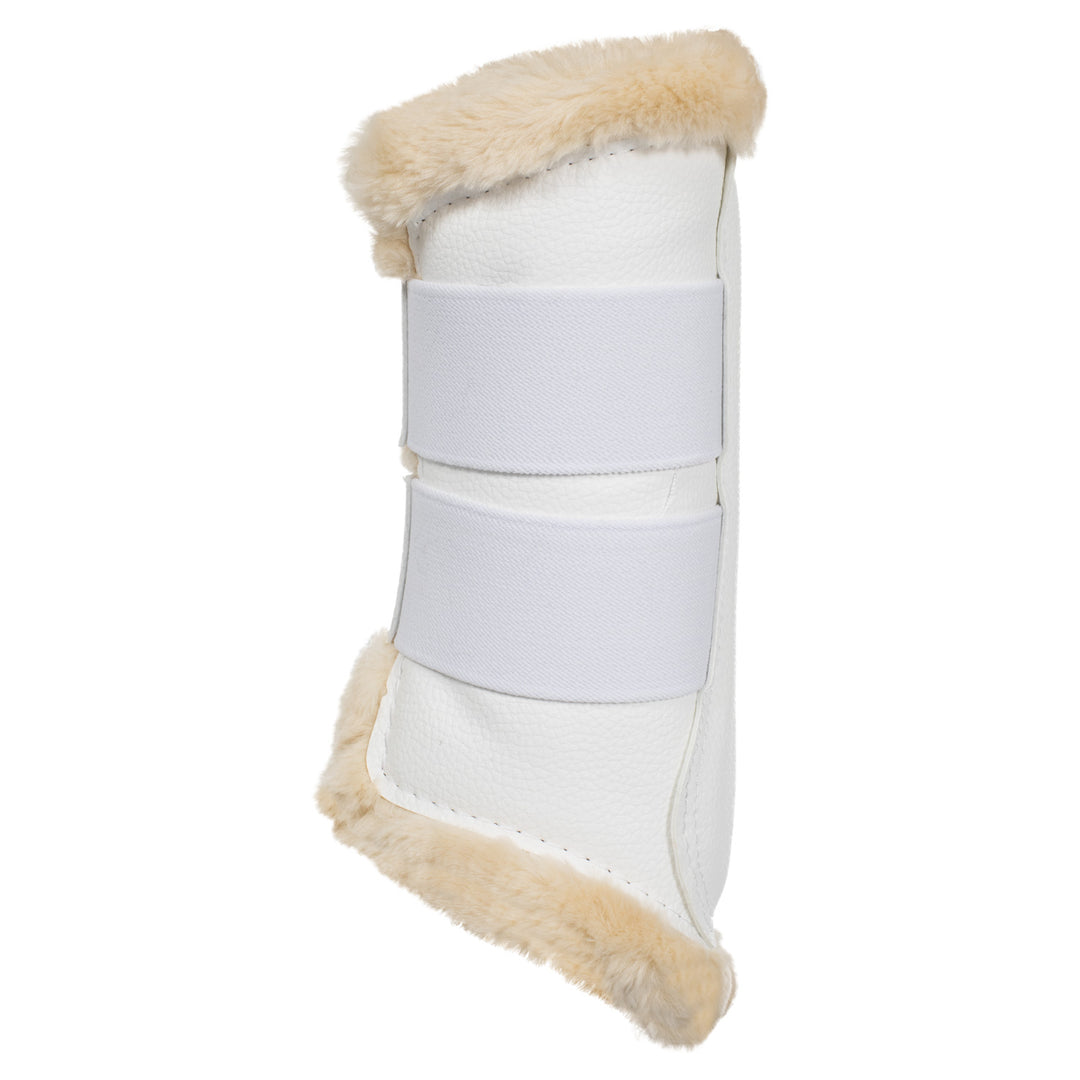 Acavallo Front Brushing Boots Eco-Leather &amp; Faux Sheepskin - White