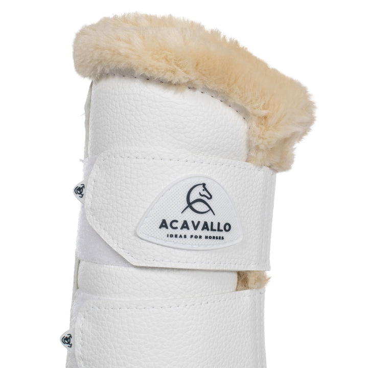 Acavallo Front Brushing Boots Eco-Leather &amp; Faux Sheepskin - White