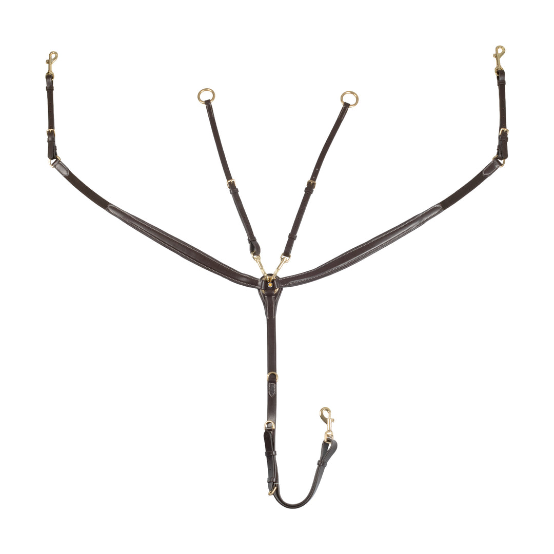 Equestro Tanned Leather Fork Breastplate with Steel Buckles